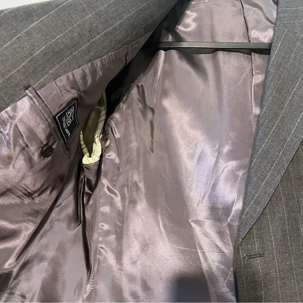 Polo Ralph Lauren Blazer Jacket Mens 42R Gray Striped Wool 3 Button Sport Coat